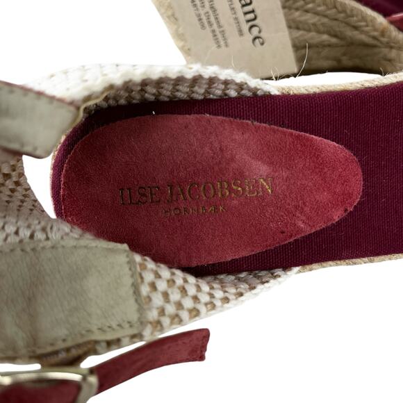 Ilse Jacobsen Wedge Espadrille Sandals Pink Suede 40 New - Picture 6 of 11